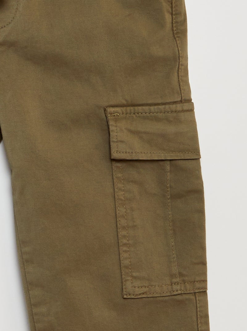Pantalon stretch multipoches Kaki - Kiabi