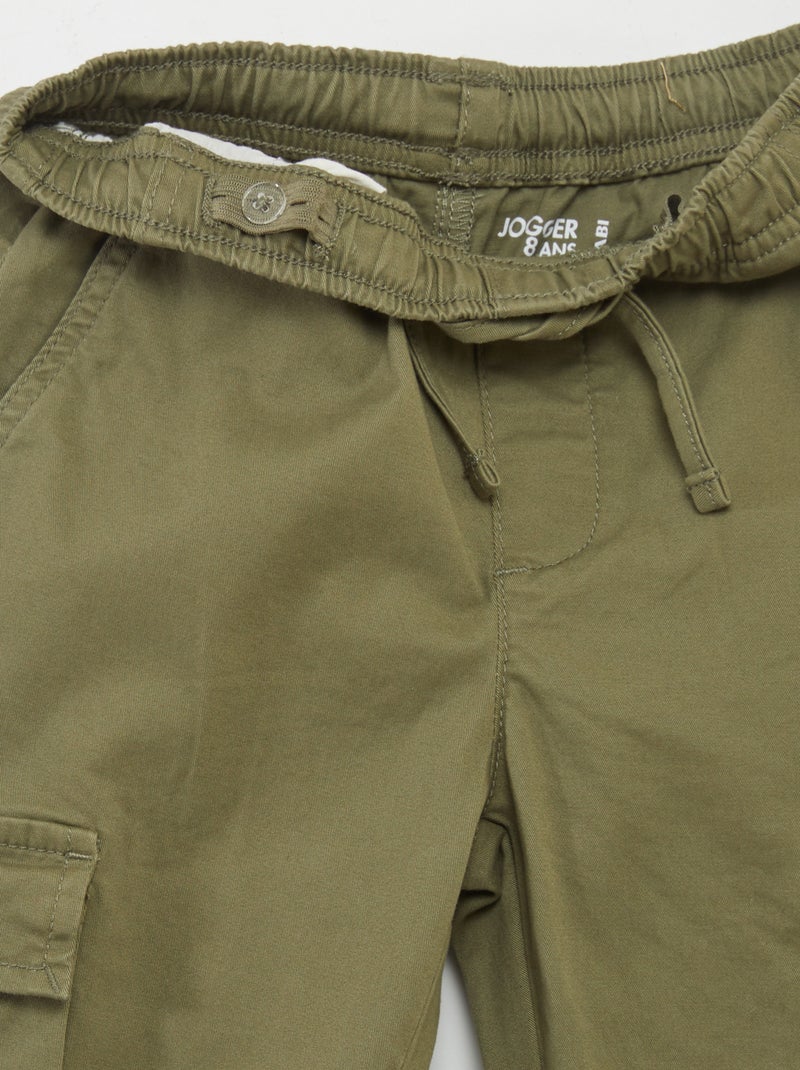 Pantalon stretch multipoches Vert - Kiabi