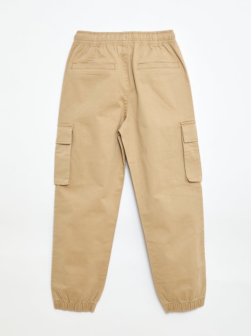Pantalon stretch uni multipoche Beige - Kiabi