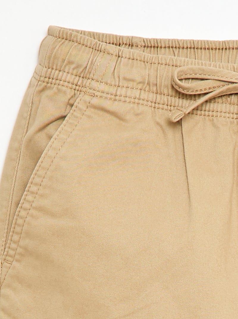 Pantalon stretch uni multipoche Beige - Kiabi