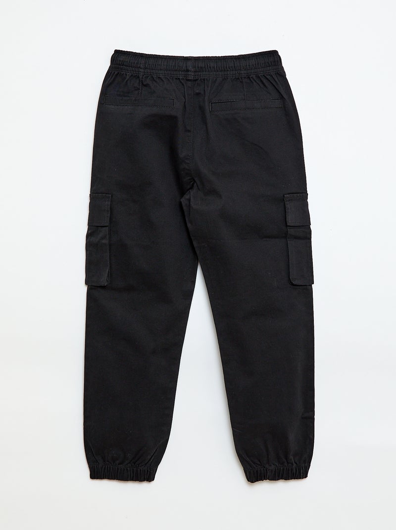 Pantalon stretch uni multipoche Noir - Kiabi