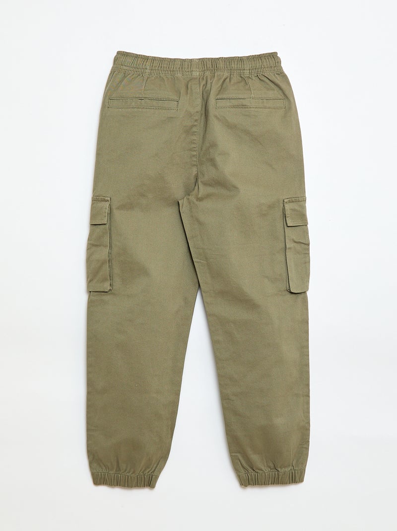 Pantalon stretch uni multipoche Vert - Kiabi