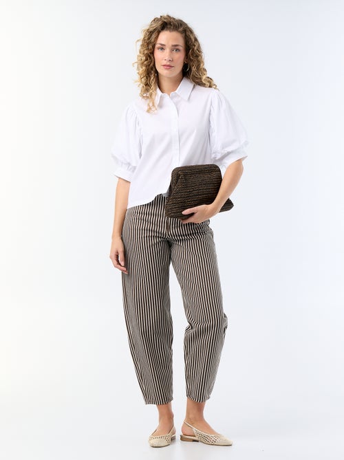Pantalon taille haute coupe ballon - Kiabi