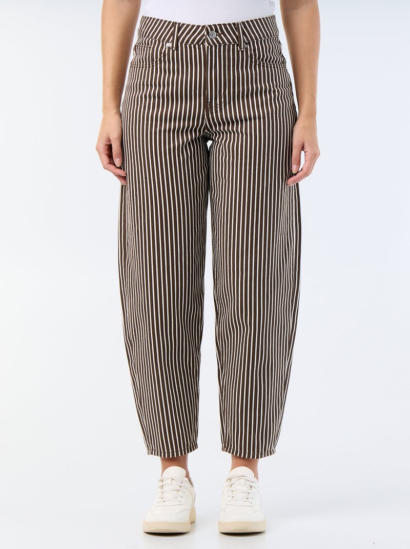 Pantalon taille haute coupe ballon Marron - Kiabi