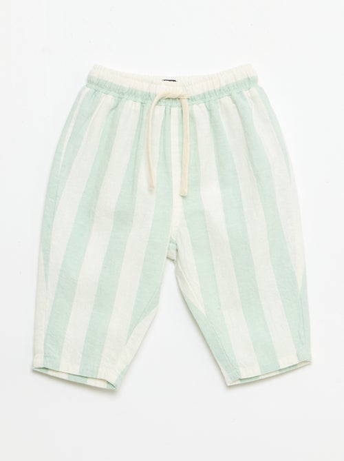 Pantalon taille haute en coton et lin - Kiabi