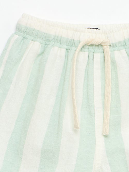 Pantalon taille haute en coton et lin - Kiabi