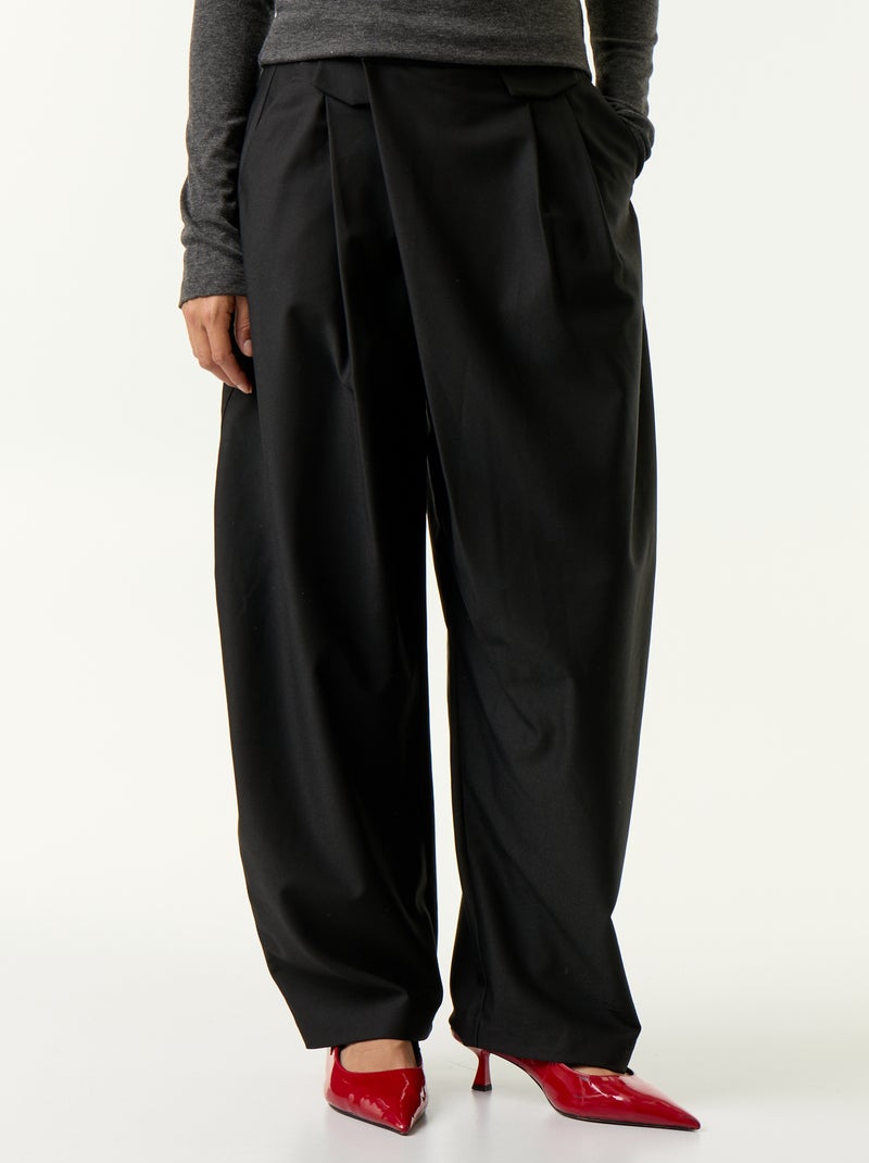 Pantalon taille haute forme large barrel Noir - Kiabi