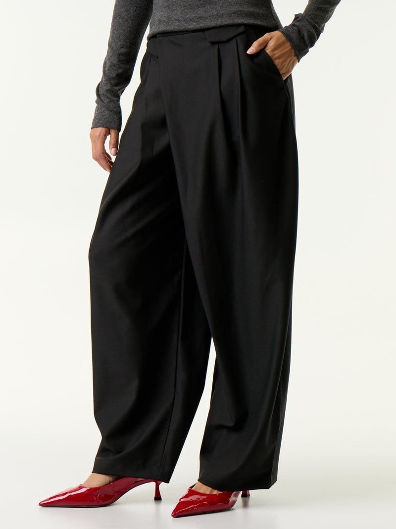 Pantalon taille haute forme large barrel Noir - Kiabi