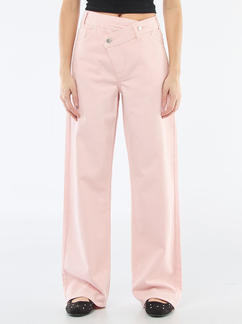 Pantalon twill ouverture asymétrique Rose - Kiabi