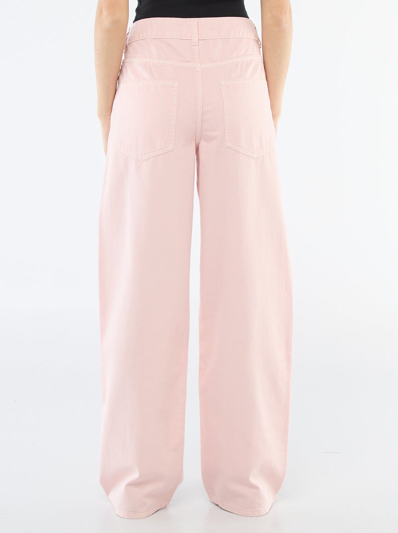 Pantalon twill ouverture asymétrique Rose - Kiabi