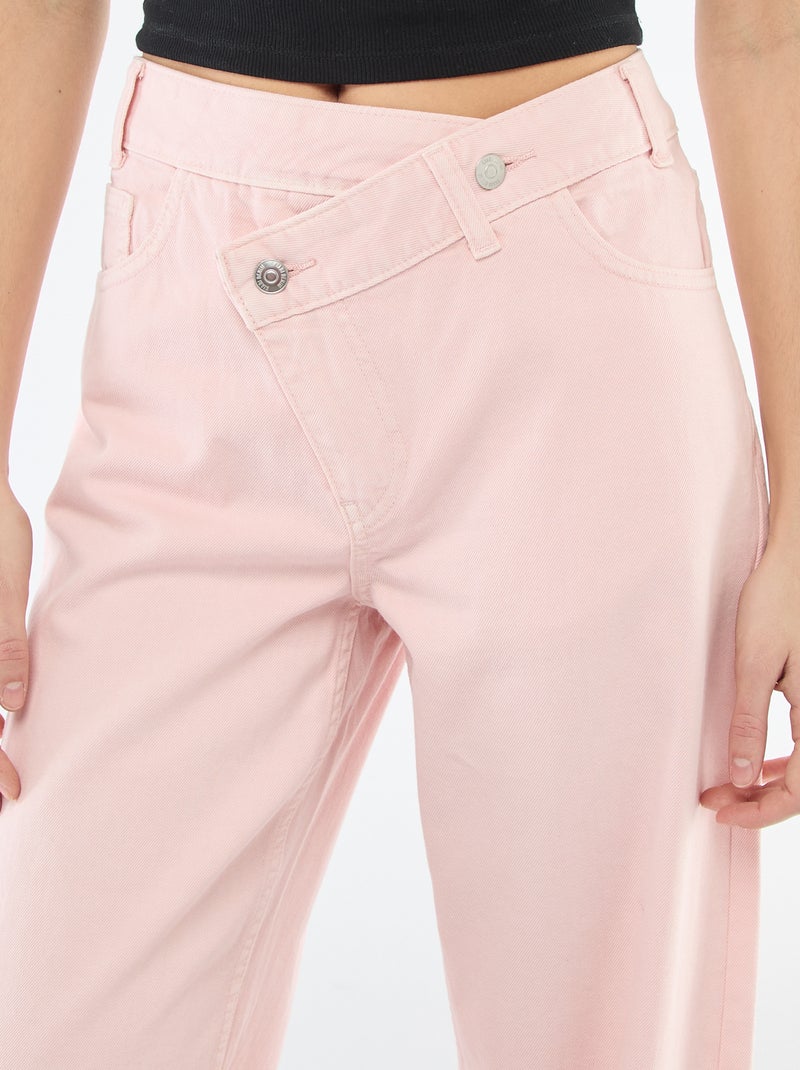 Pantalon twill ouverture asymétrique Rose - Kiabi