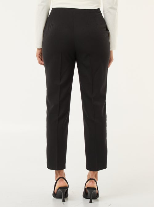 Pantalon uni à coupe droite et taille haute pour femme - Kiabi