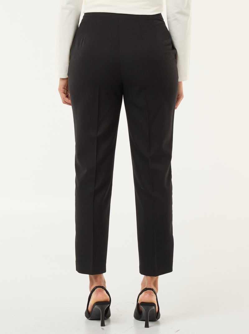 Pantalon uni à coupe droite et taille haute pour femme Noir - Kiabi