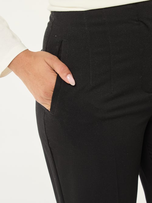 Pantalon uni à coupe droite et taille haute pour femme - Kiabi