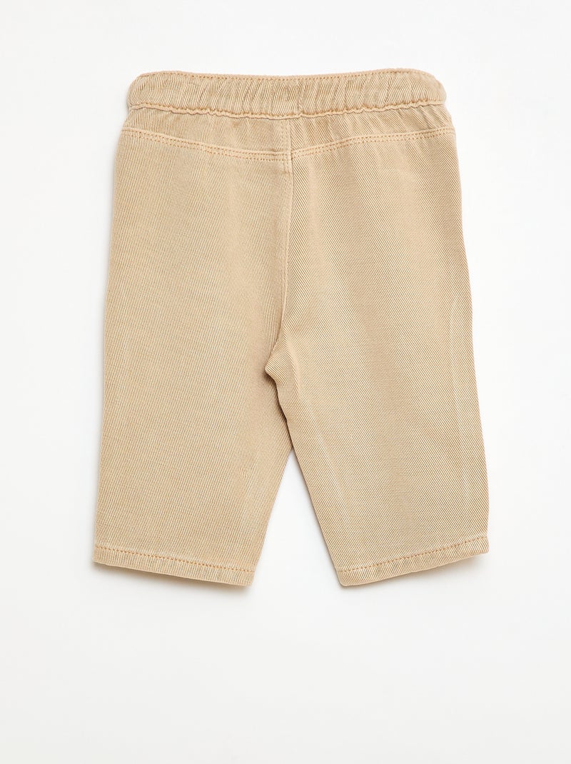 Pantalon uni en matière douce avec coupe relax fit Beige - Kiabi