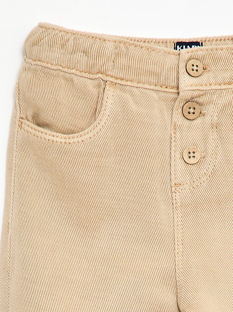 Pantalon uni en matière douce avec coupe relax fit Beige - Kiabi