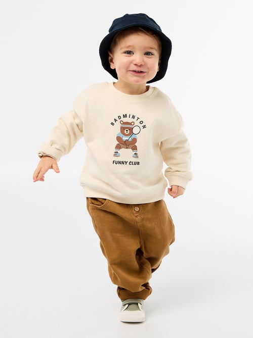 Pantalon uni en matière douce avec coupe relax fit - Kiabi