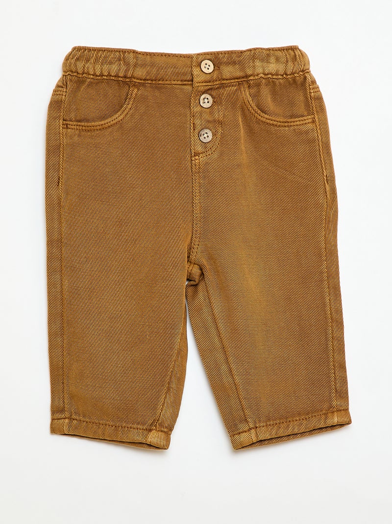 Pantalon uni en matière douce avec coupe relax fit Marron - Kiabi