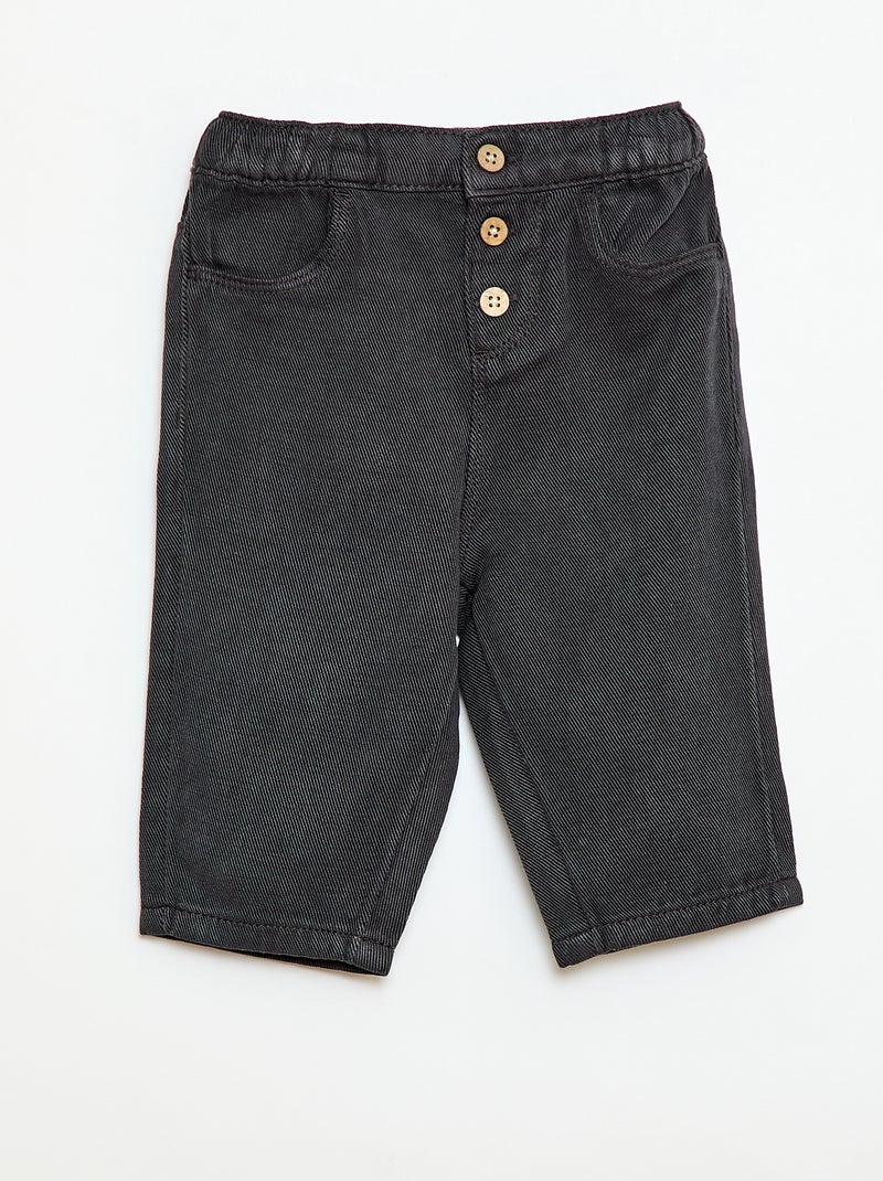 Pantalon uni en matière douce avec coupe relax fit Noir - Kiabi