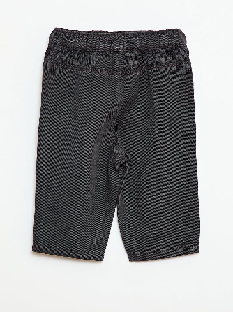 Pantalon uni en matière douce avec coupe relax fit Noir - Kiabi