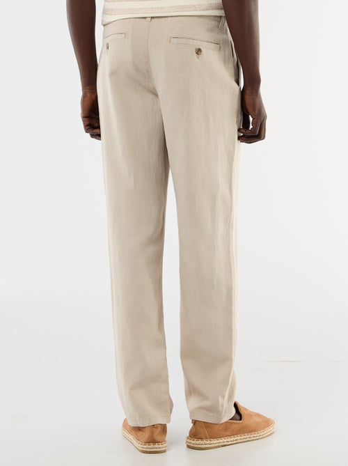 Pantalon uni en matière légère et douce - Kiabi