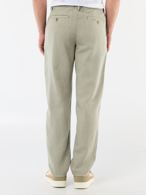 Pantalon uni en matière légère et douce - Kiabi