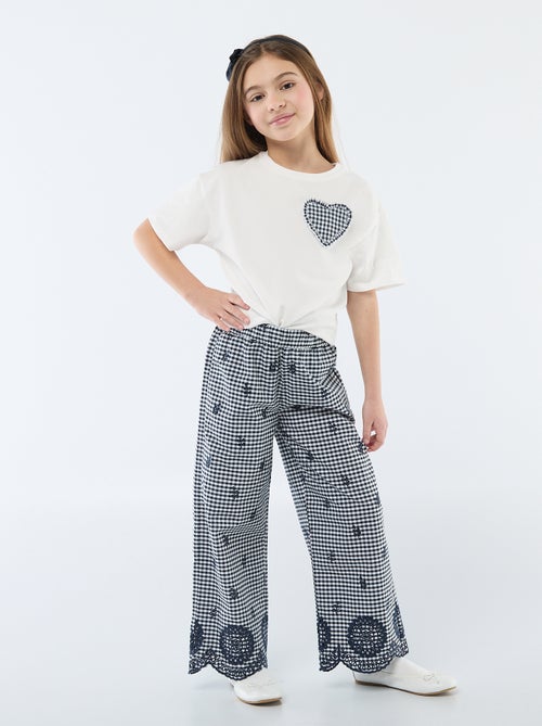 Pantalon vichy en coton - Kiabi