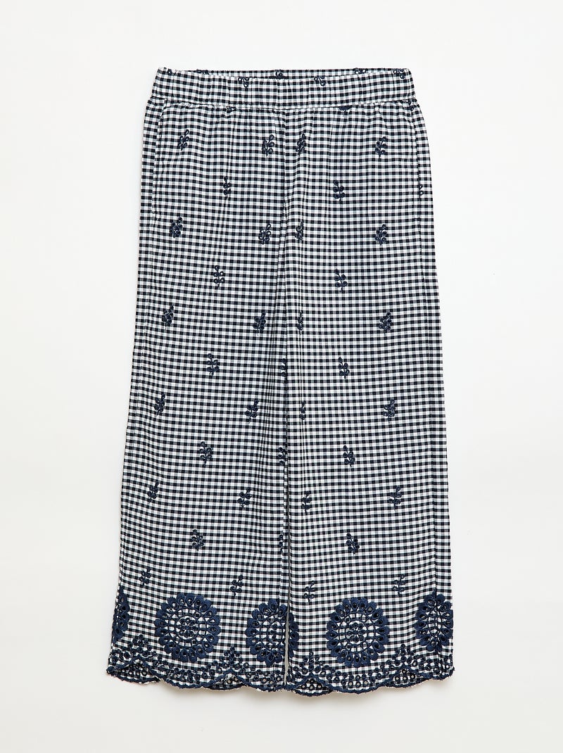 Pantalon vichy en coton Bleu marine - Kiabi