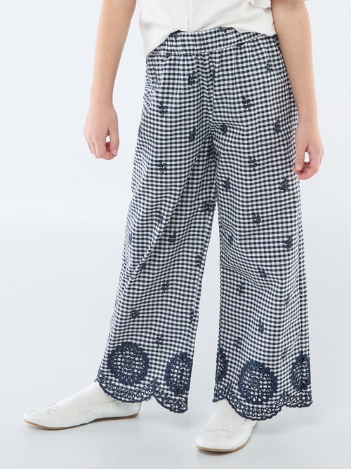 Pantalon vichy en coton - Kiabi