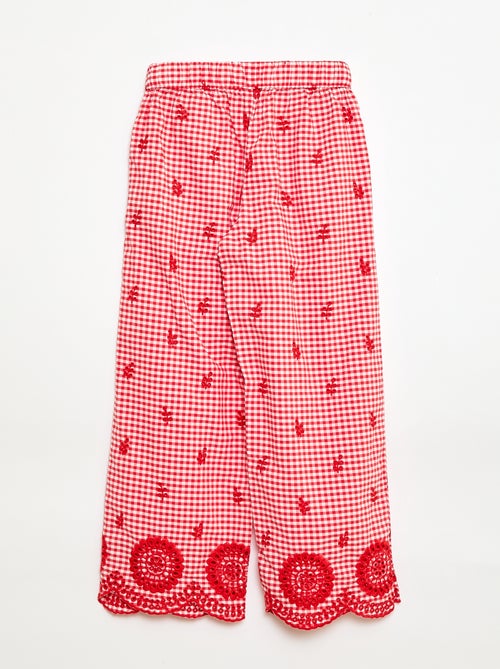 Pantalon vichy en coton - Kiabi