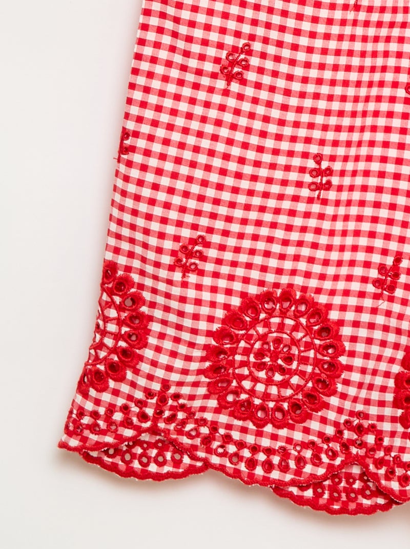 Pantalon vichy en coton Rouge - Kiabi