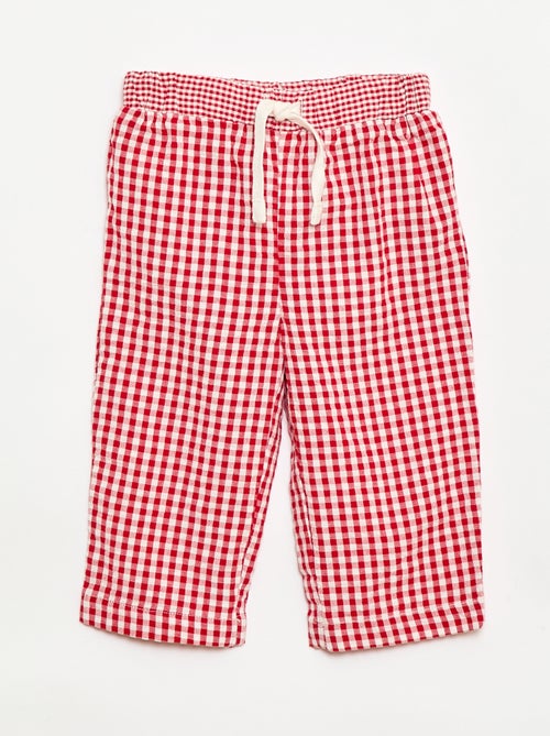 Pantalon vichy en seersucker - Kiabi