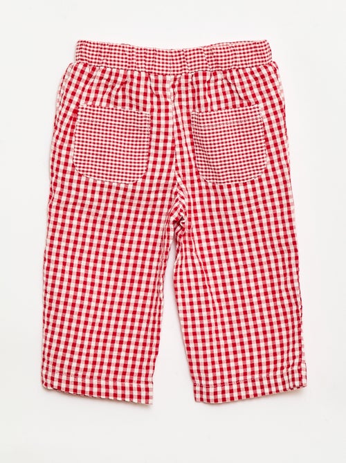 Pantalon vichy en seersucker - Kiabi
