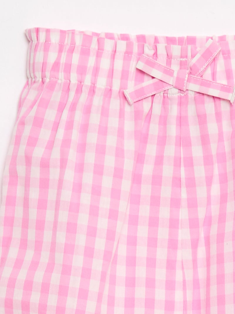 Pantalon vichy rose en popeline de coton Rose - Kiabi