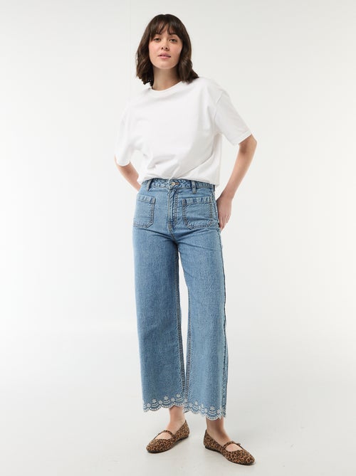 Pantalon wide leg à poches plaquées - Kiabi
