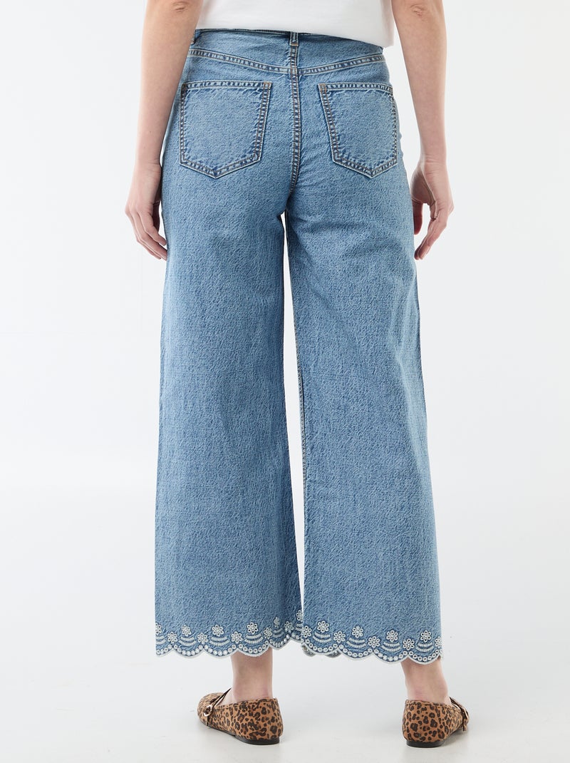 Pantalon wide leg à poches plaquées Bleu - Kiabi