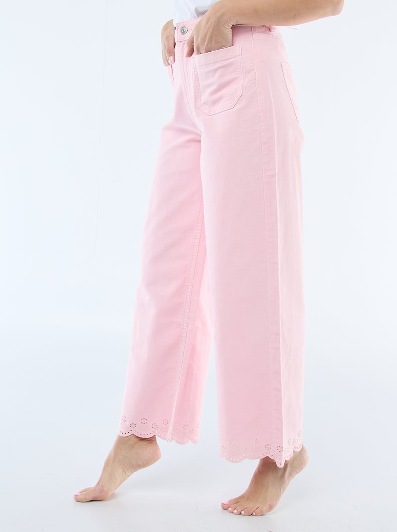 Pantalon wide leg à poches plaquées Rose - Kiabi