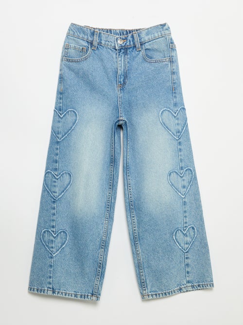 Pantalon wide leg avec broderies - Kiabi