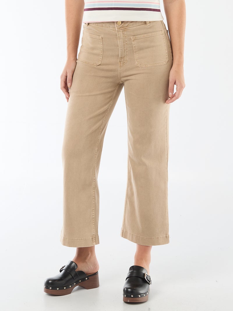 Pantalon wide leg coloré Beige - Kiabi