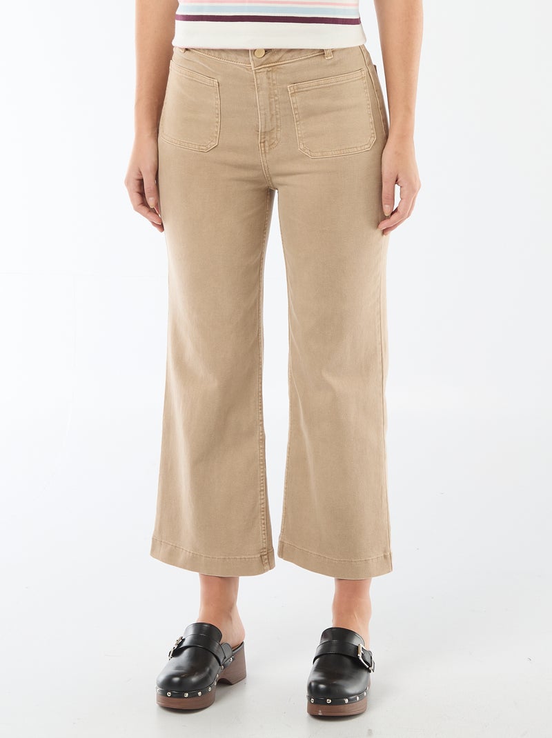 Pantalon wide leg coloré Beige - Kiabi