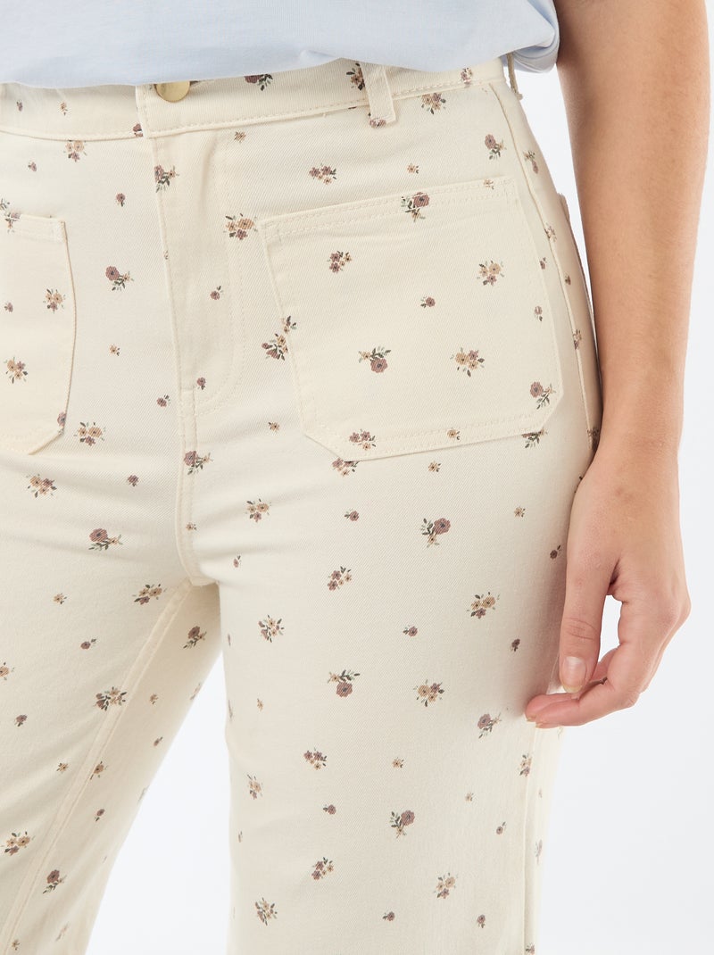 Pantalon wide leg coloré Beige imprimé - Kiabi