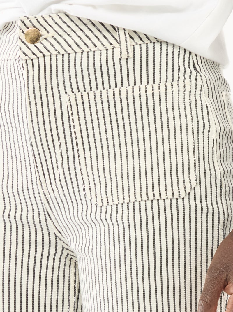 Pantalon wide leg coloré Blanc rayé - Kiabi