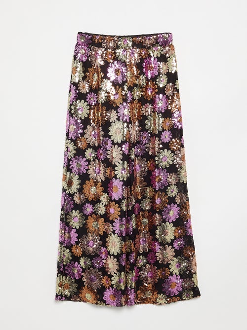 Pantalon wide leg / coupe large avec sequins - Kiabi