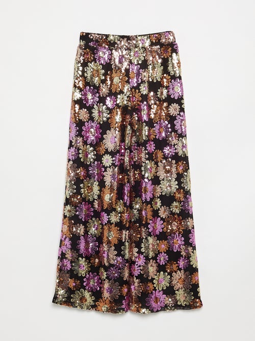 Pantalon wide leg / coupe large avec sequins - Kiabi