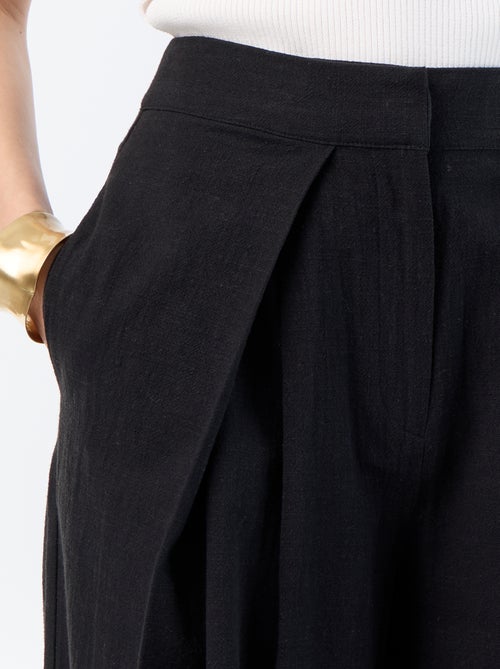 Pantalon wide leg en lin mélangé - Kiabi