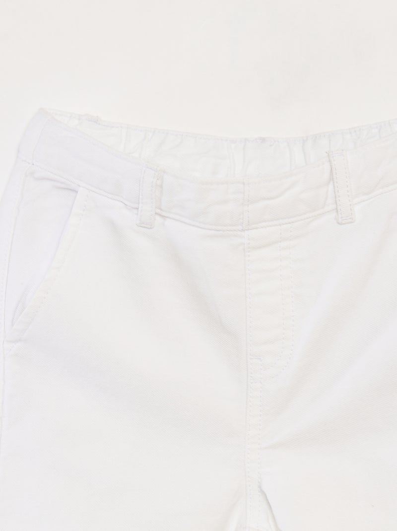 Pantalon wide leg finition brodée Blanc - Kiabi