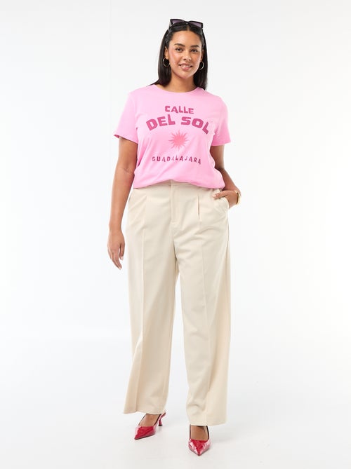 Pantalon wide leg taille haute - Kiabi