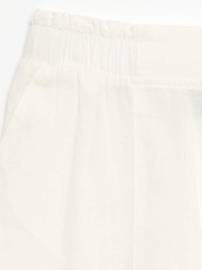Pantalon wide leg/coupe large en coton tissé Blanc - Kiabi