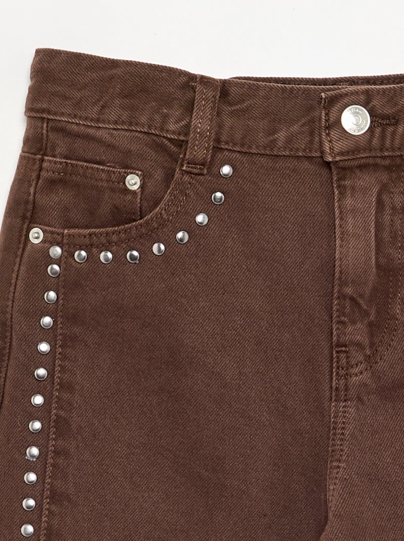Pantalone a forma barrel con borchie Marrone - Kiabi