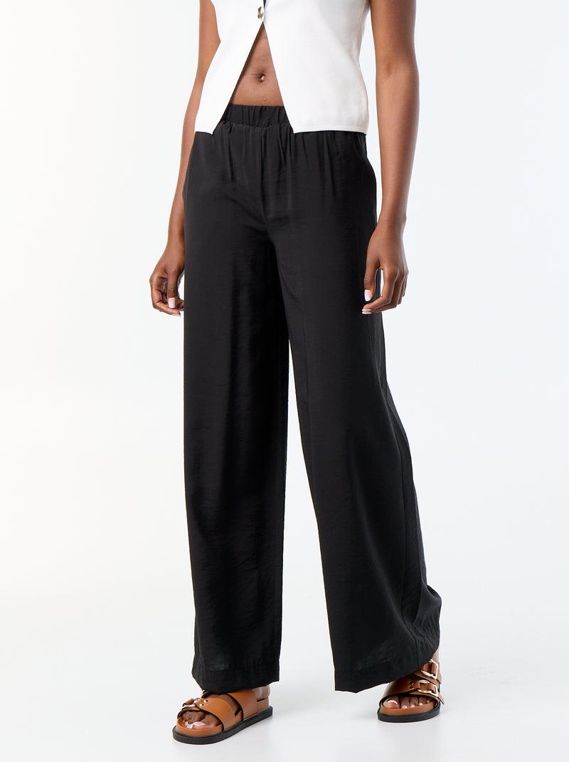 Pantalone a gamba larga con 2 tasche Nero - Kiabi